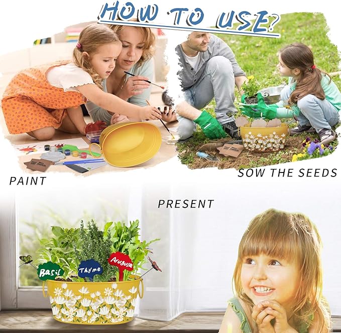 Paint & Plant Flower Gardening Kit - Gifts for Girls Ages 8-12, Arts and Crafts for Kids Ages 8-12, Kids Gardening Set, Birthday Toys Christmas Gifts for Girls Boys Ages 4 5 6 7 8 9 10 11 12