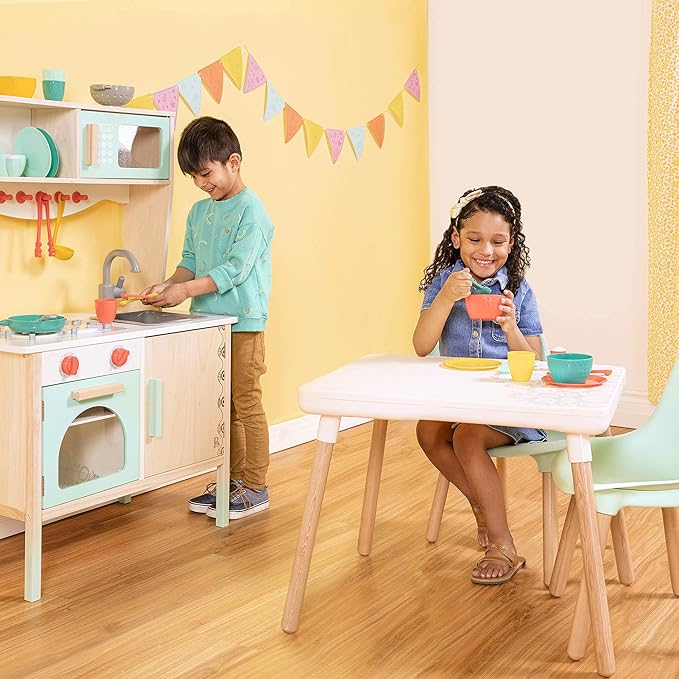 B. toys – Play Kitchen Accessories – Cookware, Dishes, Utensils – 33-Piece Play Set for Kids – Pretend Play Toys – 3 Years + – Mini Chef Kitchen Set