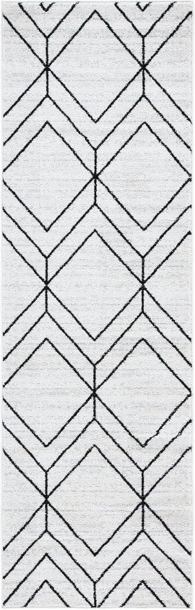 SAFAVIEH Adirondack Collection Runner Rug - 2'6" x 6', Ivory & Black, Modern Geometric Design, Non-Shedding & Easy Care, Ideal for High Traffic Areas in Living Room, Bedroom (ADR241A)