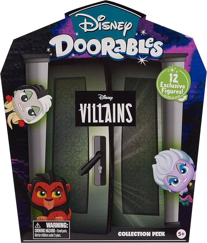 Disney Doorables Villain Collection Peek, Includes 12 Exclusive Mini Collectible Figures, Styles May Vary, Kids Toys for Ages 5 Up, Amazon Exclusive by Just Play