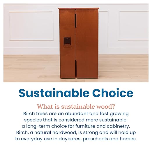 ECR4Kids Play Kitchen Refrigerator, Wooden Playset, Dark Walnut