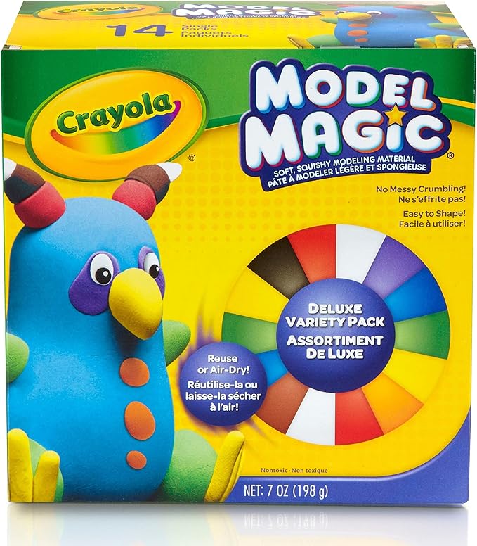Crayola Model Magic Deluxe Variety Pack (14 Packs), Kids Air Dry Clay, Modeling Clay Alternative, Craft Supplies for Teachers, 7oz