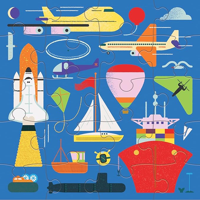 Mudpuppy On The Move - Tri Fold Magnetic Puzzles Featuring Two 20 Piece Transportation Themed Artwork