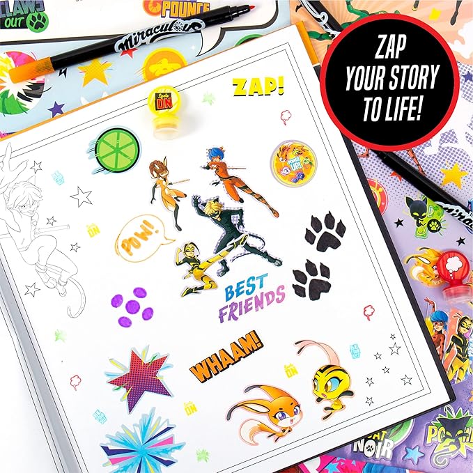 Miraculous Make Your Own Comic Book – Create 2 Comic Books Ladybug, Cat Noir, Tikki & More – Creative Toys for Kids Ages 6 & Up – DIY Comic Book Kit Kids