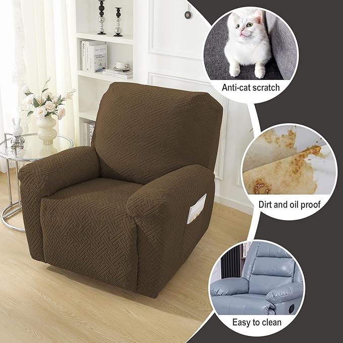 NORTHERN BROTHERS Recliner Chair Covers, Lazy Boy Recliner Covers, Stretchy Cover for Recliner Chairs, Brown