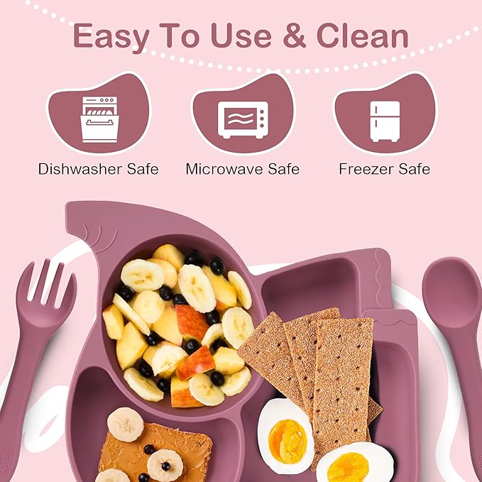 Complete Silicone Baby Feeding Set - 6+ Months Food Grade Baby Feeding Essentials | Silicone Bibs, Baby Bowls and Plates, 3 in 1 Baby Sippy Cup, Spoons and Fork Set | Free of BPA/PVC/Lead/Phthalate