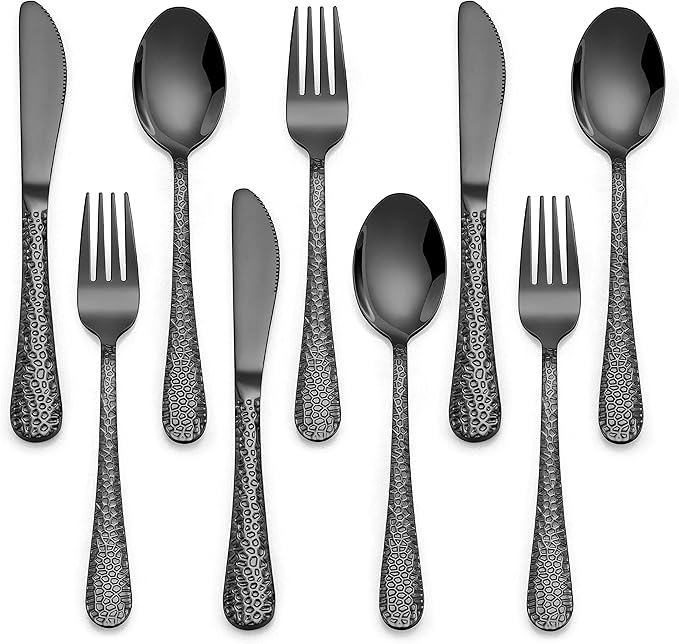 HaWare 9-Piece Toddler Kids Silverware Set, Stainless Steel Hammered Flatware, Preschooler Eating Utensils Includes 3 Spoons 3 Forks 3 Knives, Metal Children Cutlery for Home School, Mirror Finished