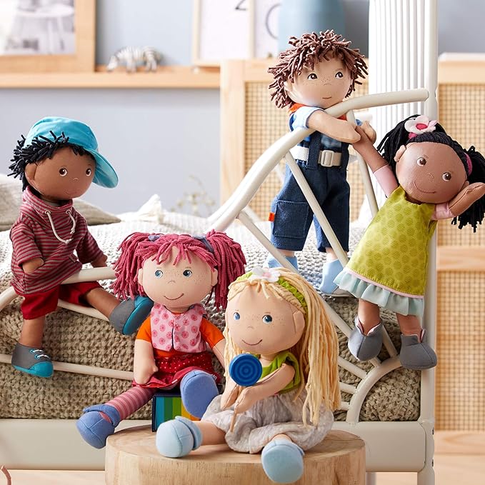 HABA William 12" Soft Boy Doll - Machine Washable with Removable Clothing and Embroidered Face