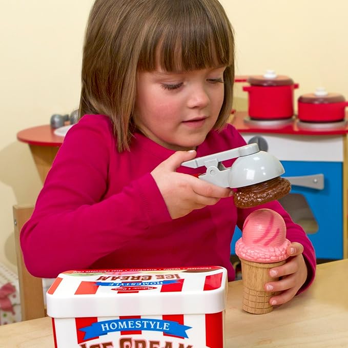 Melissa & Doug Scoop and Stack Ice Cream Cone Magnetic Pretend Play Set, Multicolor - FSC Certified