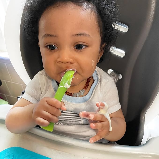 Olababy 100% Silicone Soft-Tip Training Spoon for Baby Led Weaning 2pack (Kiwi/Lemon)