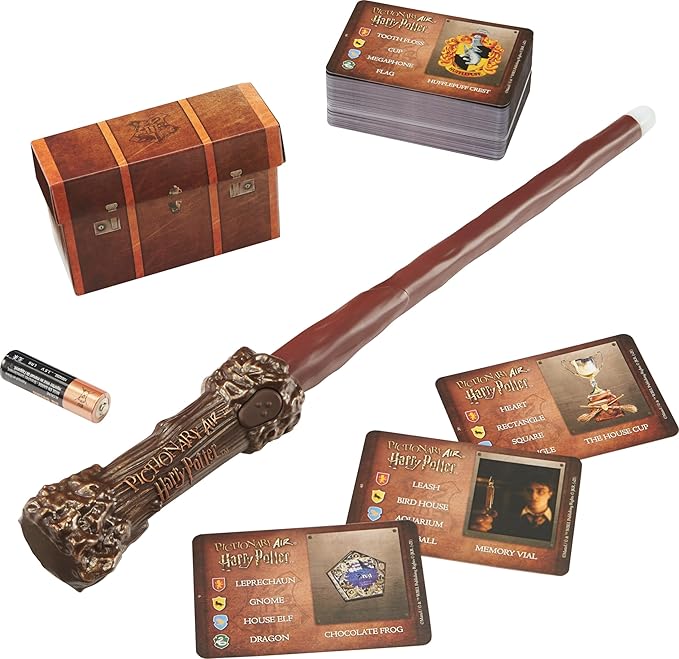 Mattel Games Pictionary Air Harry Potter Family Game for Kids & Adults with Light Wand & Themed Picture Clue Cards