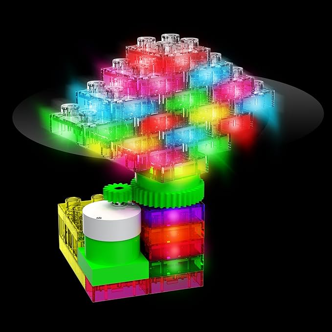 E-Blox Building Blocks STEM Circuit Kit, Build Your Own Lights ‘N Motion, Light & Rotating Capabilities, Infinite Science Creations, Birthday Gift, Boys, Girls, 5+