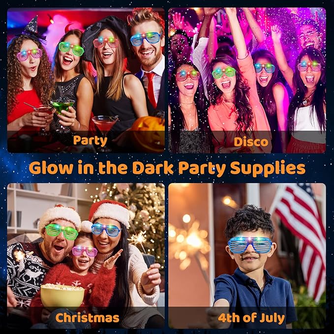84 PCS LED Glow Glasses, Glow in The Dark Party Supplies 2025 for Kids/Adults, Light Up Glasses for Rave Party,Wedding, Birthday, Concert, New Year, Carnival