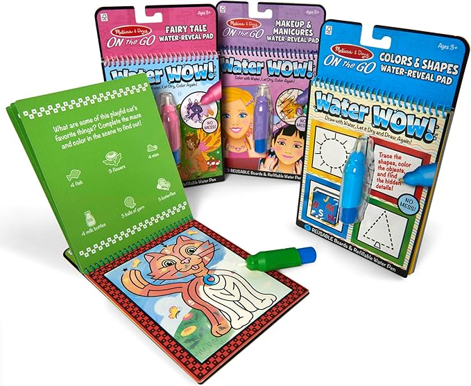 Melissa & Doug Water Wow 4 Pack (Pets, Colors, Fairy Tale and Makeup) - FSC Certified