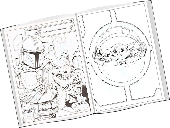 Disney Studios Star Wars Mandalorian Coloring Book Set - Bundle Includes Baby Yoda Stickers and Specialty Door Hanger(Star Wars Classic)