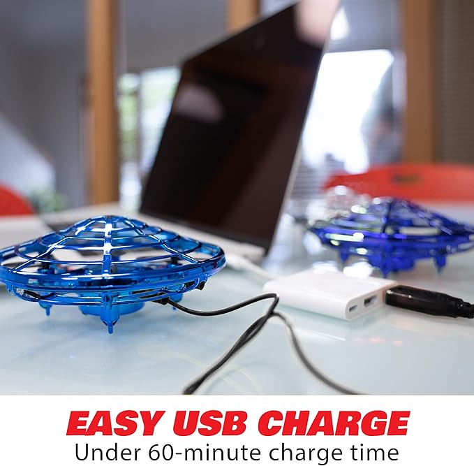 Force1 Scoot Hand Operated Drone for Kids or Adults - Hands Free Motion Sensor Mini Drones, Easy LED Indoor Rechargeable UFO Toy Flying Orb Ball Drone Toys for Boys and Girls (Blue)