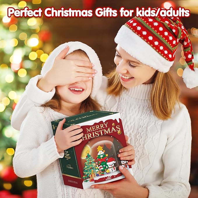 Christmas Tree Snowman Building Blocks, 516 PCS Toy Building Sets Christmas Decor, Christmas Ornament Building Kit with Dust Cover, Christmas Tree Toy Stocking Stuffers for Kids Adults