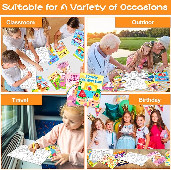 Lionoble 48 Pack Coloring Books for Kids Ages 4-8, Small Coloring Books for Kids Party Favors Bulk Birthday Gifts Goodie Bags Stuffers Classroom Activity Includes Animals Mermaid Dinosaur