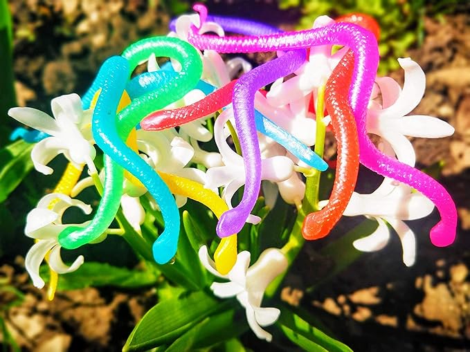 UpBrands 24 Stretchy Snakes Toys 6 Inches Bulk Set, 8 Glitter Colors, Kit for Birthday Party Favors for Kids, Goodie Bags, Easter Egg Basket Stuffers, Pinata Filler, Small Classroom Prizes
