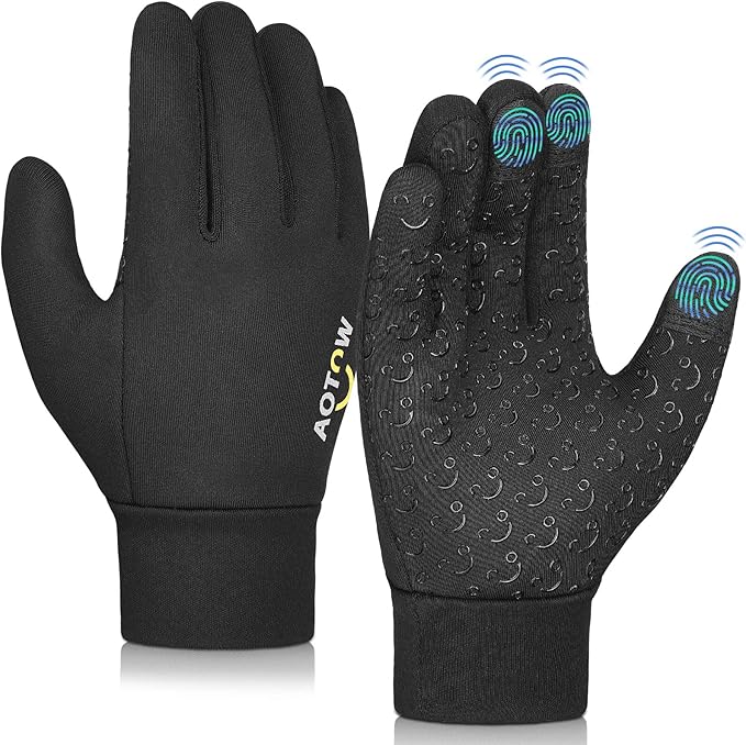 Kids Winter Warm Sports Gloves - Cold Weather Water-Resistant Children Mittens Age 4 12 Years Boys Girls Black
