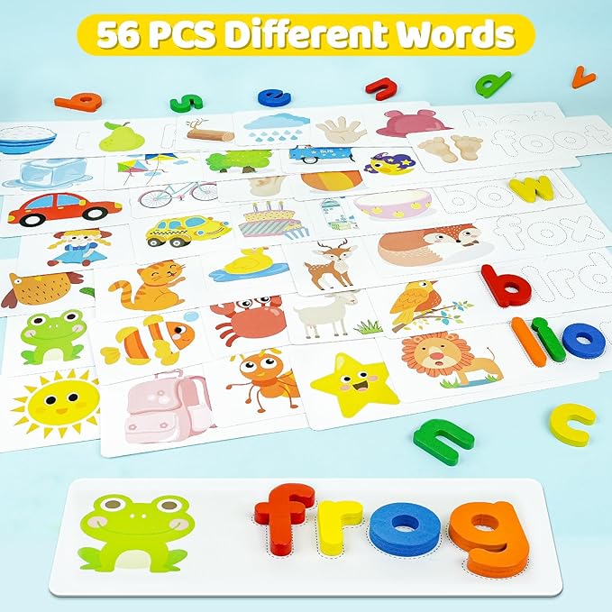 BEESTECH Spelling Matching Letter Games, Educational Learning Toys for Toddlers 2, 3, 4 Years Old, Preschool Learning Toys Activities, Alphabet Montessori Toys for 2,3,4 Year Old Boys, Girls