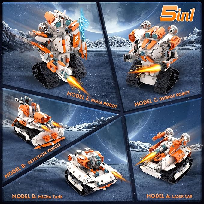 5 in 1 STEM Robot Building Kit, App & Remote Control Robot RC Toy for Kids, 689 Pcs Building Blocks Set, DIY Engineering Robotics Birthday Gift for Boys Girls Age 6 7 8 9 10 11 12 14+ Year old