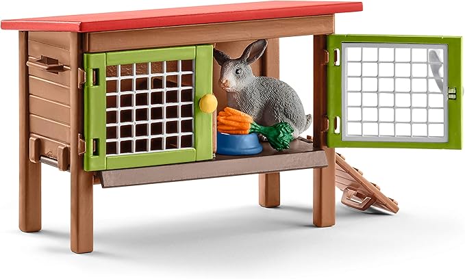 Schleich Farm Animal Toys and Playsets - Farm World 8 Piece Rabbit Hutch Set with Figurines, Farming Hutch and Accessories for Kids Ages 3 and Above
