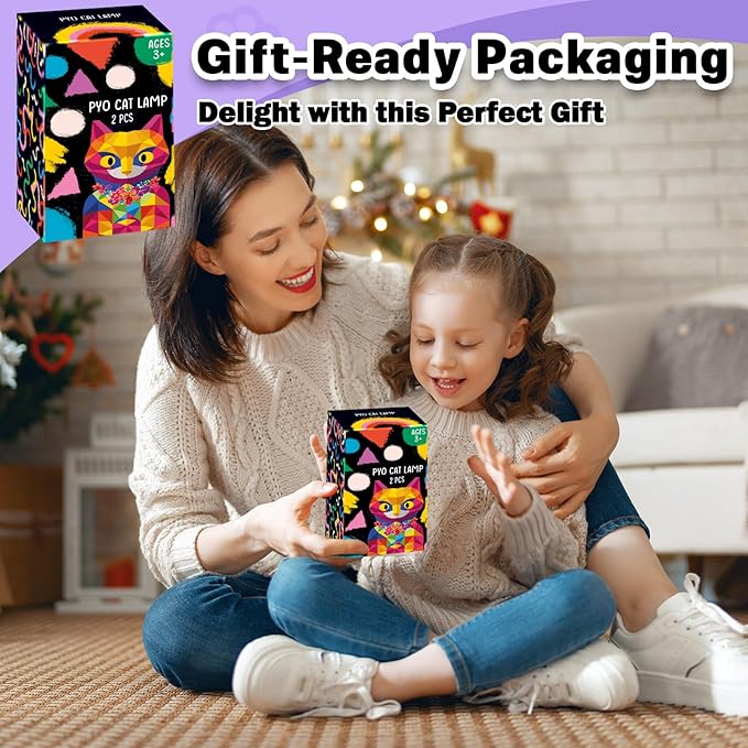 FUNZBO 2Pcs Paint Your Own Cat Lamp - Arts and Crafts for Kids Teens Adults, Art Supplies Painting Kits, Halloween Toy Gift for Girl Boy Ages 3+ Years Old