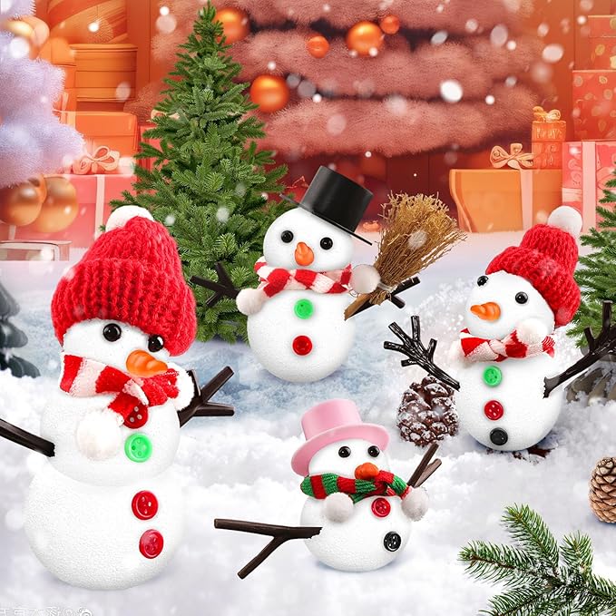 Shemira 12 Pack DIY Snowman Kit, Christmas Crafts for Kids, Modeling Air Dry Clay Craft Kits for Kids, DIY Christmas Ornaments Kits, Christmas Party Favors Stocking Stuffers for Kids, Christmas Gifts