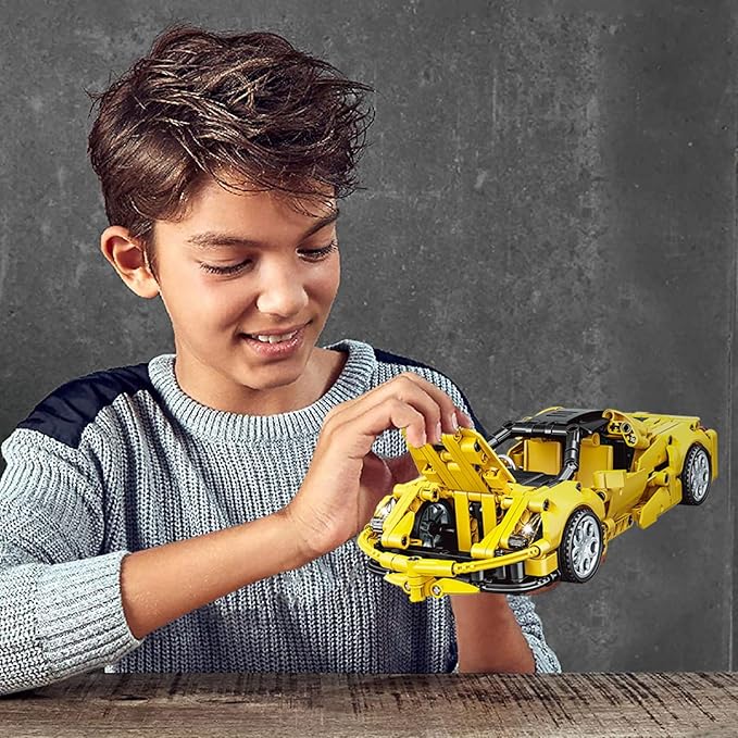SIENON Technic Super Sports Car Building Kit Pull Back Race Car Toy, Racing Sports Collectible Model Supercar Building Set, Sports Vehicle Construction Toys for Kids Girls Boys Age 6+ (391 Pcs)