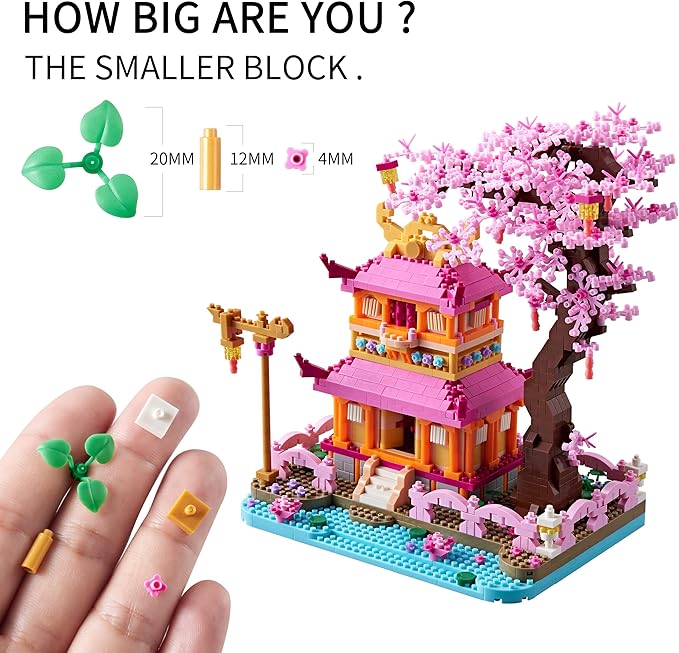 Architecture Dream Flower Building Block,Japan Sakura Tree House Construction Set,1810 PCS for Adults and Teens,Mirco Blocks Model Set,Creator Blocks,Mini DIY STEM Toys,Assembly Toys