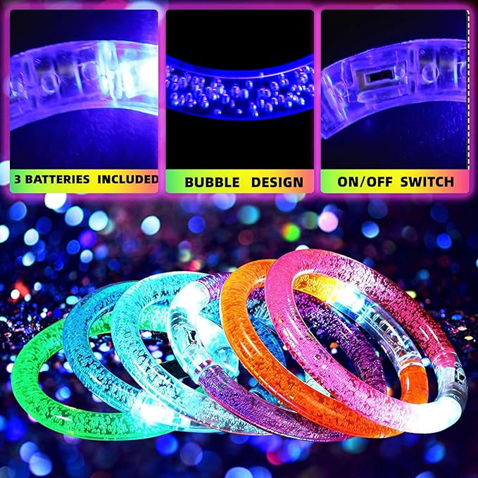 90 PCS Led Glow Sticks Bracelets Glow In the Dark Party Supplies, Light Up Bracelets Glow Party Favors for Kids Adults, Party Supplies for Christmas, Halloween, New Year Party Light Up Toys Gifts (90)