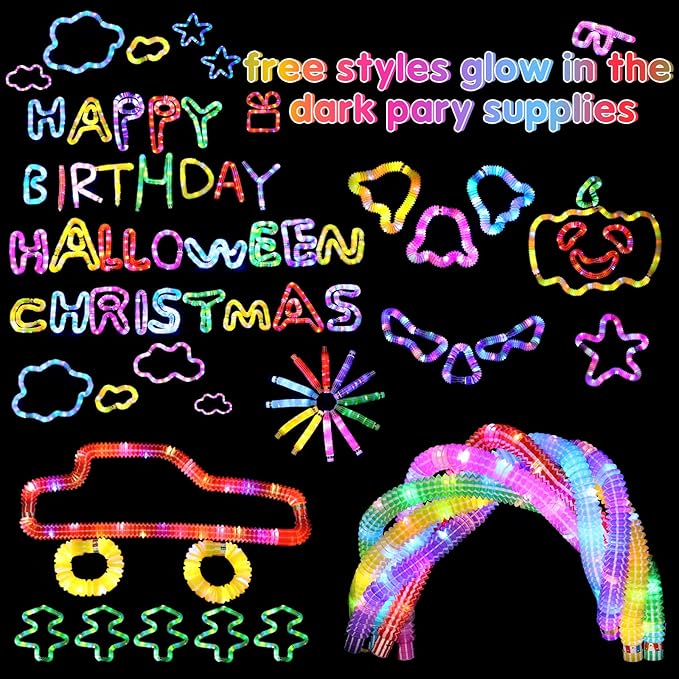 6 Pack Glow Sticks Party Favors Goodie Bags Stuffers for Kids, Light Up Pop Tubes Glow Party Supplies Glow Necklaces Bracelets, New Year Valentines Day Gifts Decorations 2025, Birthday Return Gifts