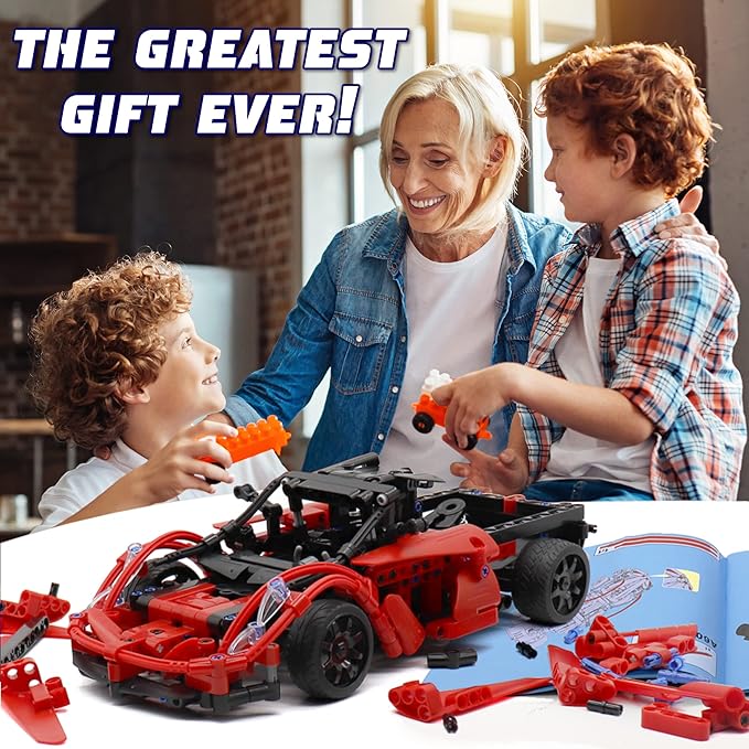WISEPLAY Stem Projects for Kids Ages 8-12 Year - 380PCS RC Car Kits to Build - STEM Building Toys for Boys Age 8-12 - Model Car Kits to Build for Kids 9-12 - Great Building RC Car Gift for Your Kids