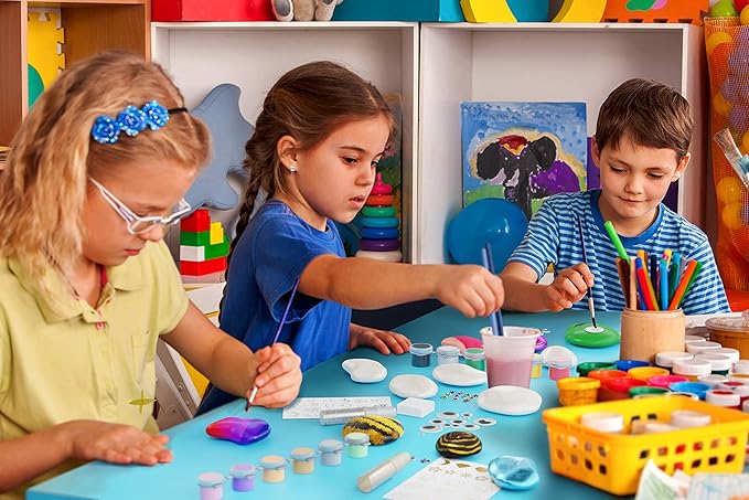 Dan&Darci Rock Painting Kit for Kids - Arts and Crafts for Girls & Boys Ages 6-12 - Easter Craft Kits Art Set - Supplies for Rocks Paint - Best Tween Gift Ideas for Kid Activities Age 6 7 8 9 10 11