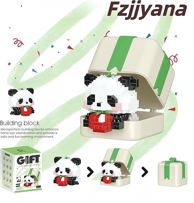Mini Building Blocks Cute Pet Gift Box Panda Party Favors - Miniature Building Blocks Panda Toys Suitable for Birthday for Boys and Girls