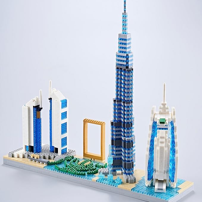 World Famous Landmarks Architecture Skylines Series Dubai Skyline Micro Building Blocks Set for Adult and Children Age of 14+ Assembly Construction 3D Toy Present Kit 2545 pcs