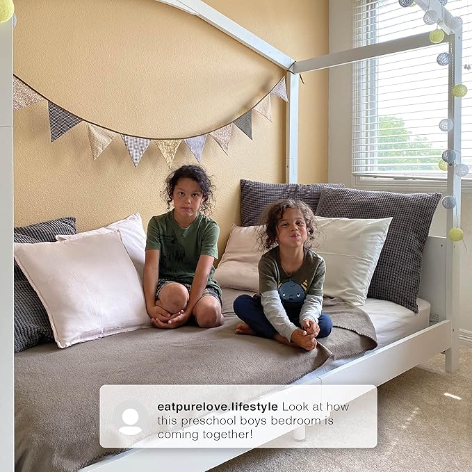 Delta Children Poppy House Wood Twin Bed, Platform Bed - No Box Spring Needed, Blush Pink
