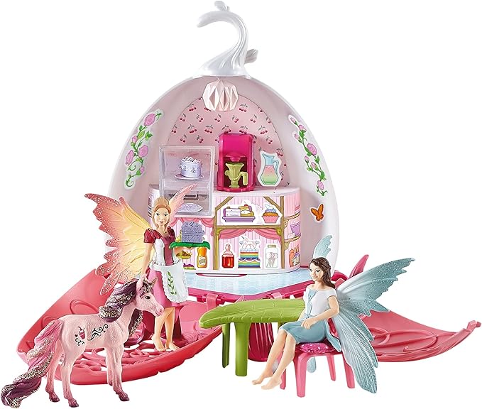 Schleich bayala Fairy Cafe Blossom - 21-Piece Magical Fairy and Unicorn Figurine Playset with Dollhouse and Accessories, Enchanted Play Dollhose for Girls and Boys, Gift Ready, Ages 5+