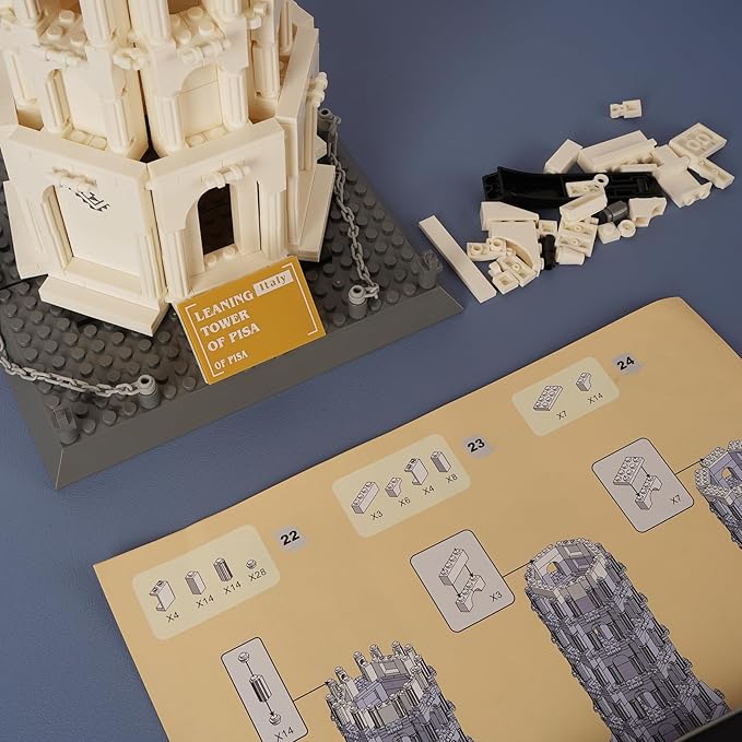 Oichy Leaning Tower of Pisa Building Blocks Set, 1334 PCS Famous Architecture Model Building Kits, Collection Leaning Tower of Pisa Model Building Blocks for Adults and Kids