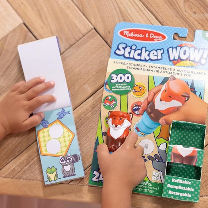Melissa & Doug Sticker Wow!™ Fox Bundle: 24-Page Activity Pad, Sticker Stamper, 500 Stickers, Arts and Crafts Fidget Toy Collectible Character