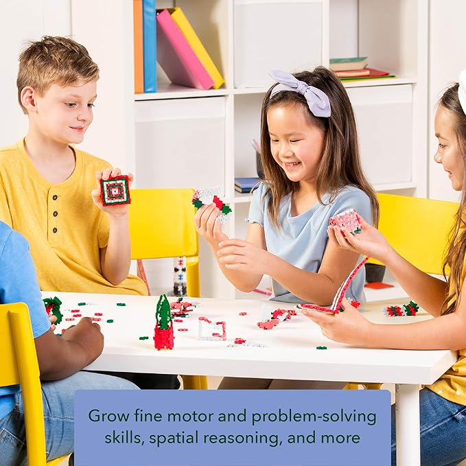 PLUS PLUS 3D Puzzle Building Block Set, 70 Mini Interlocking Pieces, Fun Holiday Activities for Kids - Holiday Mix Mini Maker Tube
