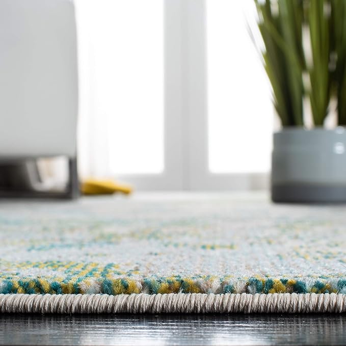 SAFAVIEH Madison Collection Area Rug - 5'3" x 7'6", Green & Blue, Modern Abstract Design, Non-Shedding & Easy Care, Ideal for High Traffic Areas in Living Room, Bedroom (MAD499X)