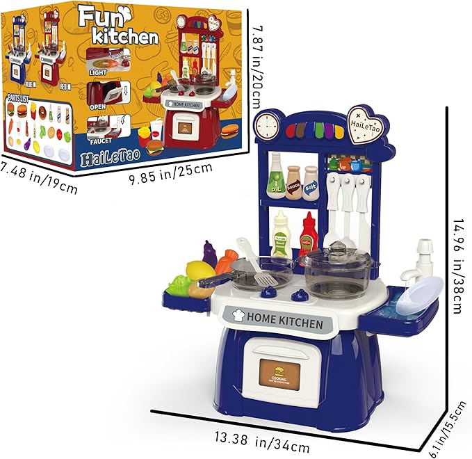 Kitchen Set for Toddler with Sound and Light，Pretend Cooking Food Set,Kids Kitchen Playset，Play Sink with Running Water and Electronic Induction Stove，Kitchen Accessories