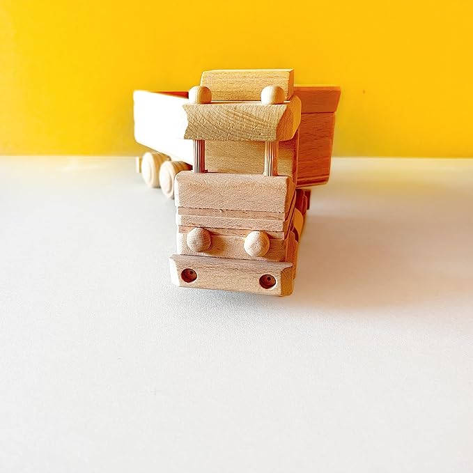 Wooden Truck Toy - for 3+ Yr Children - Handmade in Poland - Natural Unfinished Wood Eco Friendly Toy