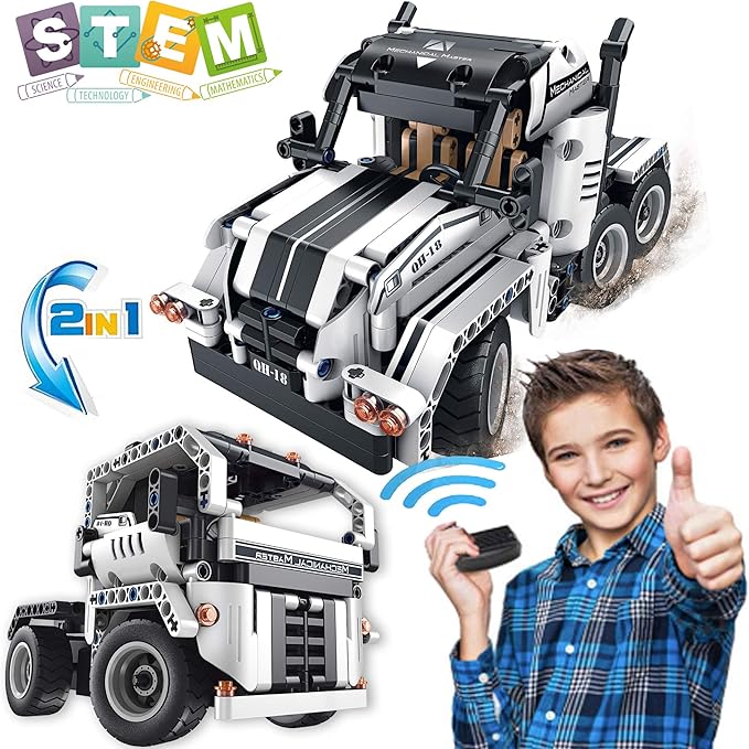 Remote Control Truck for Boys 8-12 Building Blocks Set Build Your own RC Semi Truck Toy A Fun Engineering Kit Stem Building Toy and Cool Birthday for 7, 8, 9, 10+ Years Old Boys