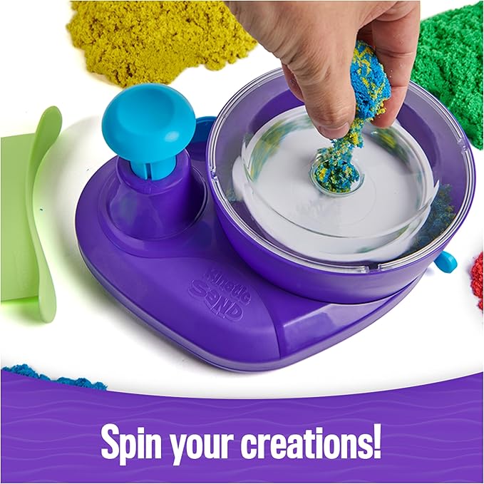 Kinetic Sand, Swirl N’ Surprise Playset with 2lbs of Play Sand, Including Red, Blue, Green, Yellow and 4 Tools, Sensory Toys for Kids Ages 3 and up