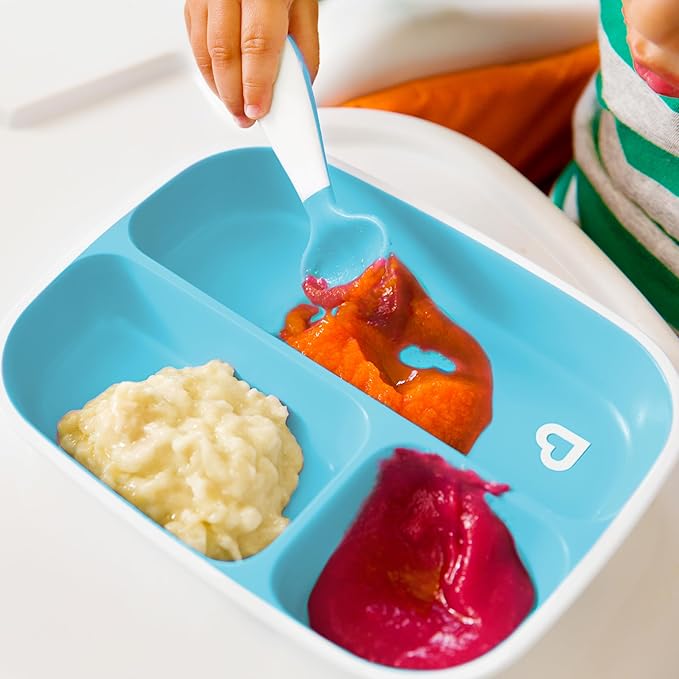 Munchkin® Splash™ 4 Piece Toddler Divided Plate and Bowl Dining Set, Blue/Green