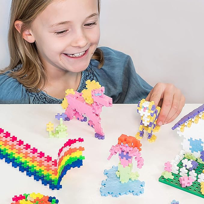 Plus-Plus - Learn to Build Pastel Color Mix, 400 Piece - Construction Building STEM | STEAM Toy, Interlocking Mini Puzzle Blocks for Kids