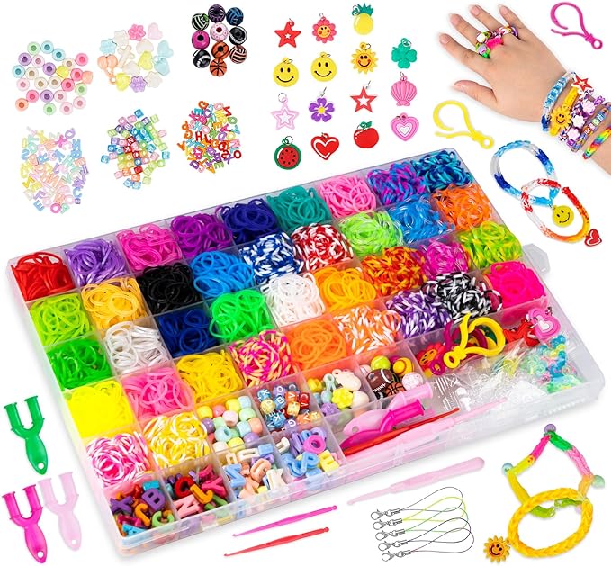 ABSOFINE 3000+ Rubber Band Bracelet Kit, Loom Bracelet Making Kit for Girls, Loom Bands Refill Kits Gift for Boys Birthday DIY Friendship Bracelets